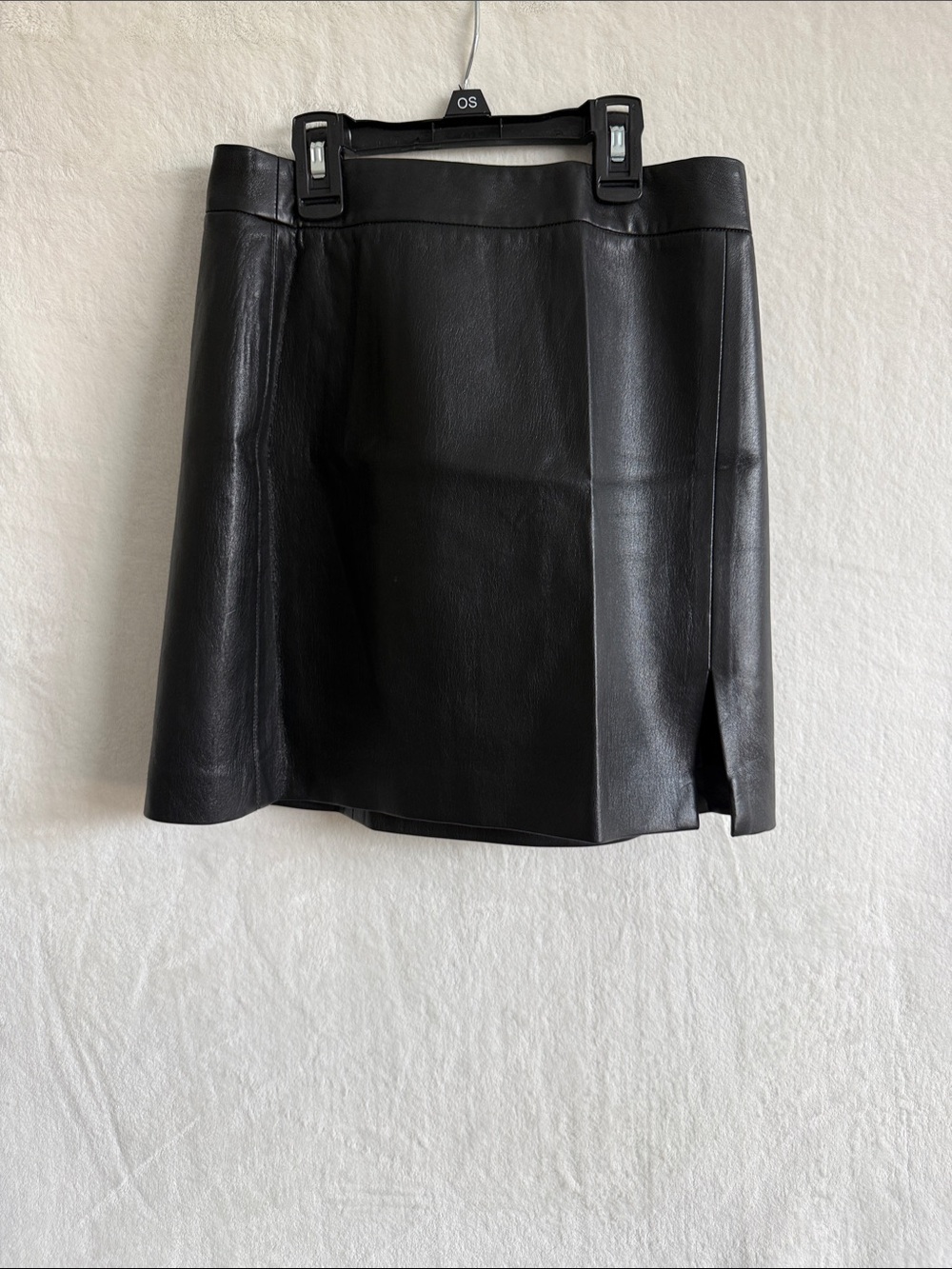 Babaton Black Faux Leather Mini Skirt with Side Slit Detail